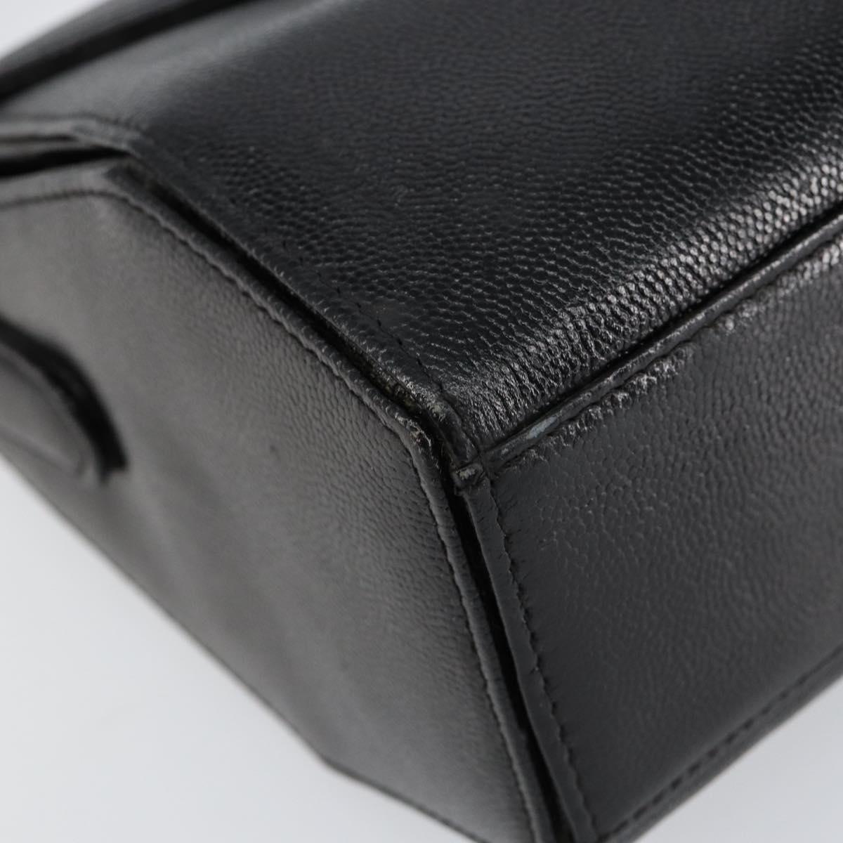 GIVENCHY Hand Bag Leather Black Gold Auth 154410