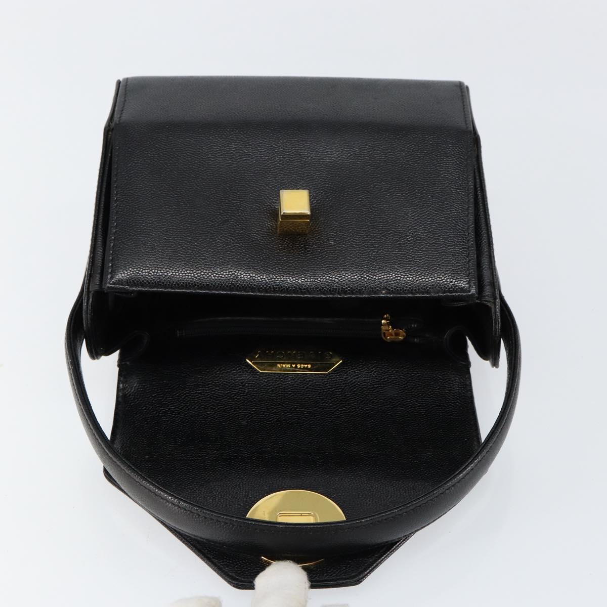 GIVENCHY Hand Bag Leather Black Gold Auth 154410
