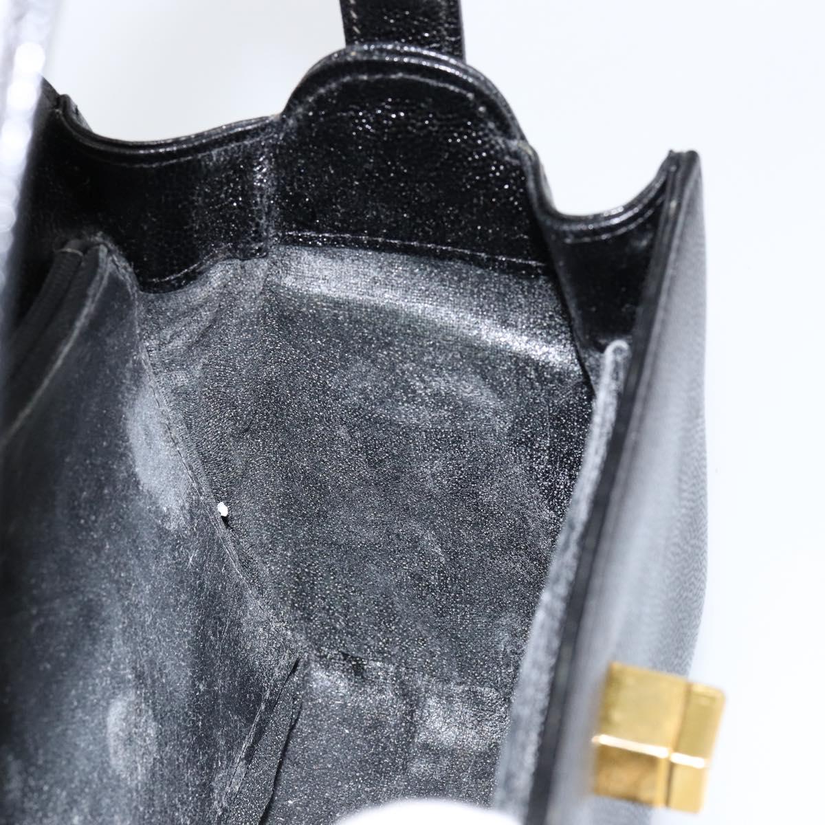 GIVENCHY Hand Bag Leather Black Gold Auth 154410