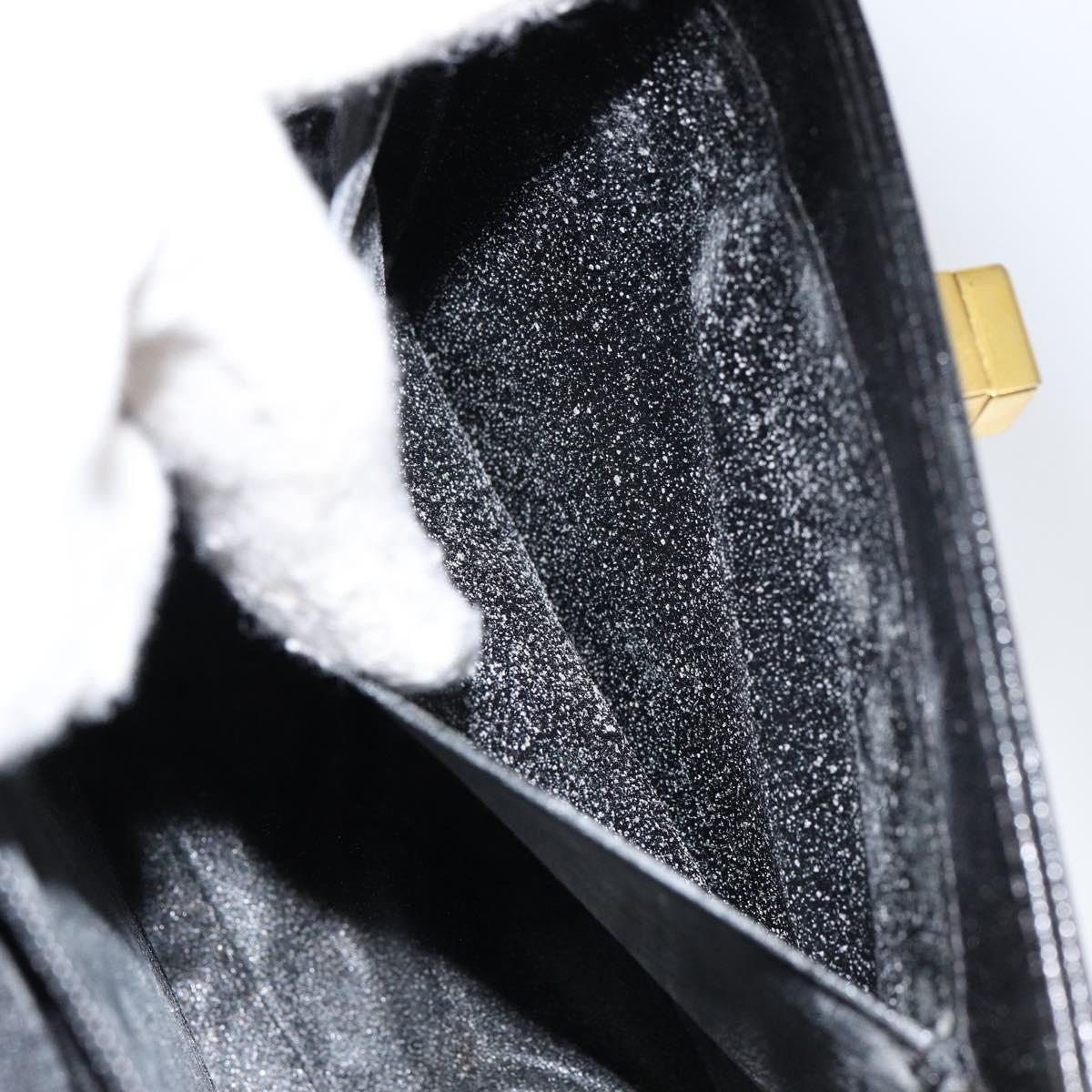 GIVENCHY Hand Bag Leather Black Gold Auth 154410