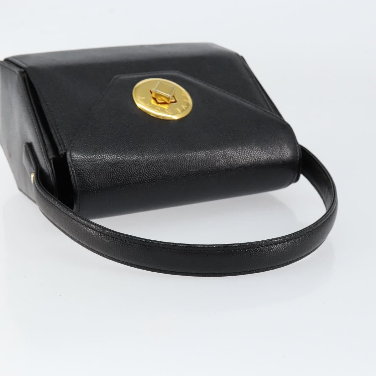 GIVENCHY Hand Bag Leather Black Gold Auth 154410