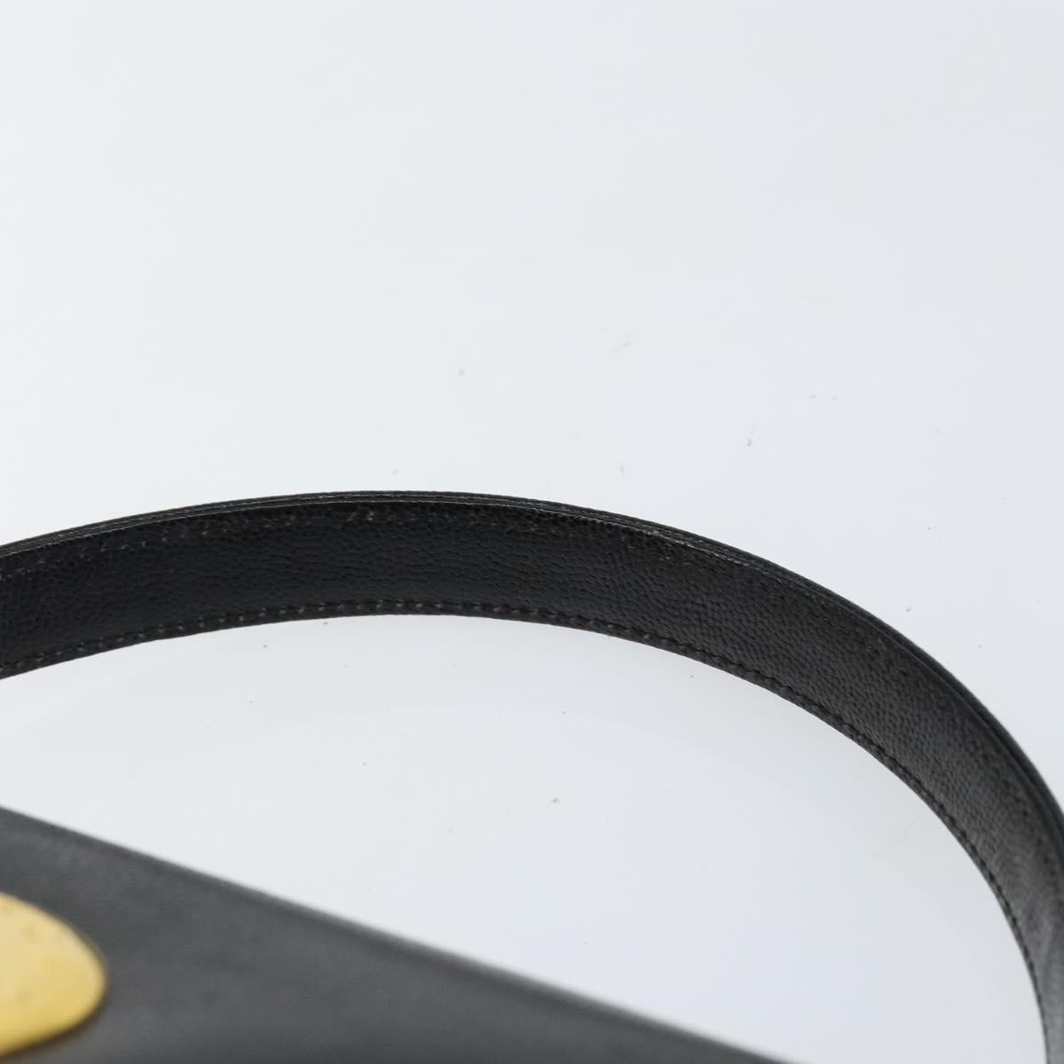 GIVENCHY Hand Bag Leather Black Gold Auth 154410