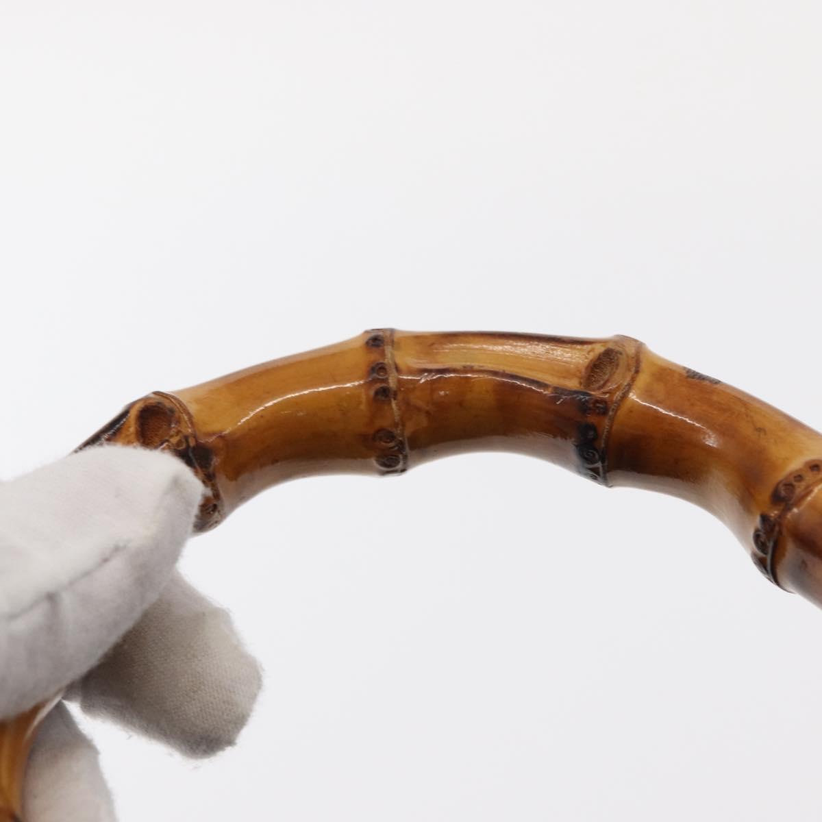 GUCCI Vanity Bamboo Hand Bag Nylon Black Silver 013 2122 2490 Auth 154411