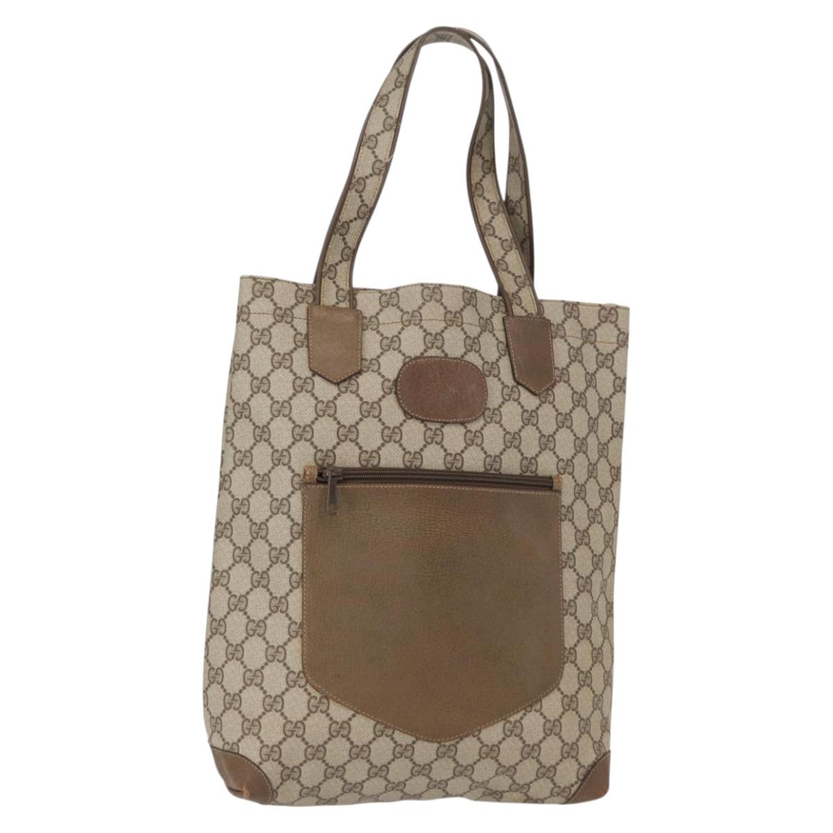 GUCCI GG Supreme Tote Bag PVC Beige 002 103 1301 Auth 154413