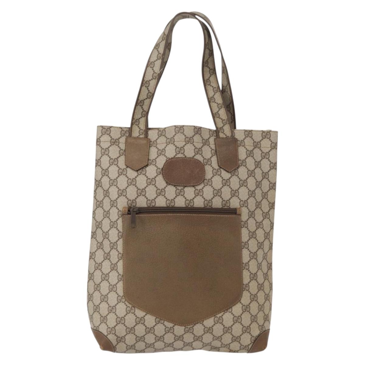 GUCCI GG Supreme Tote Bag PVC Beige 002 103 1301 Auth 154413