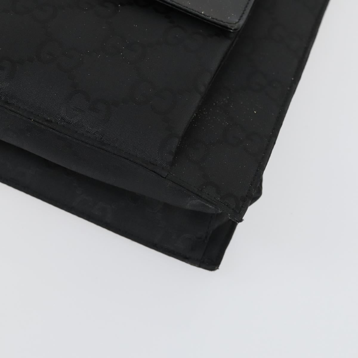 GUCCI GG Canvas Shoulder Bag Nylon Black Silver 001 3132 Auth 154414
