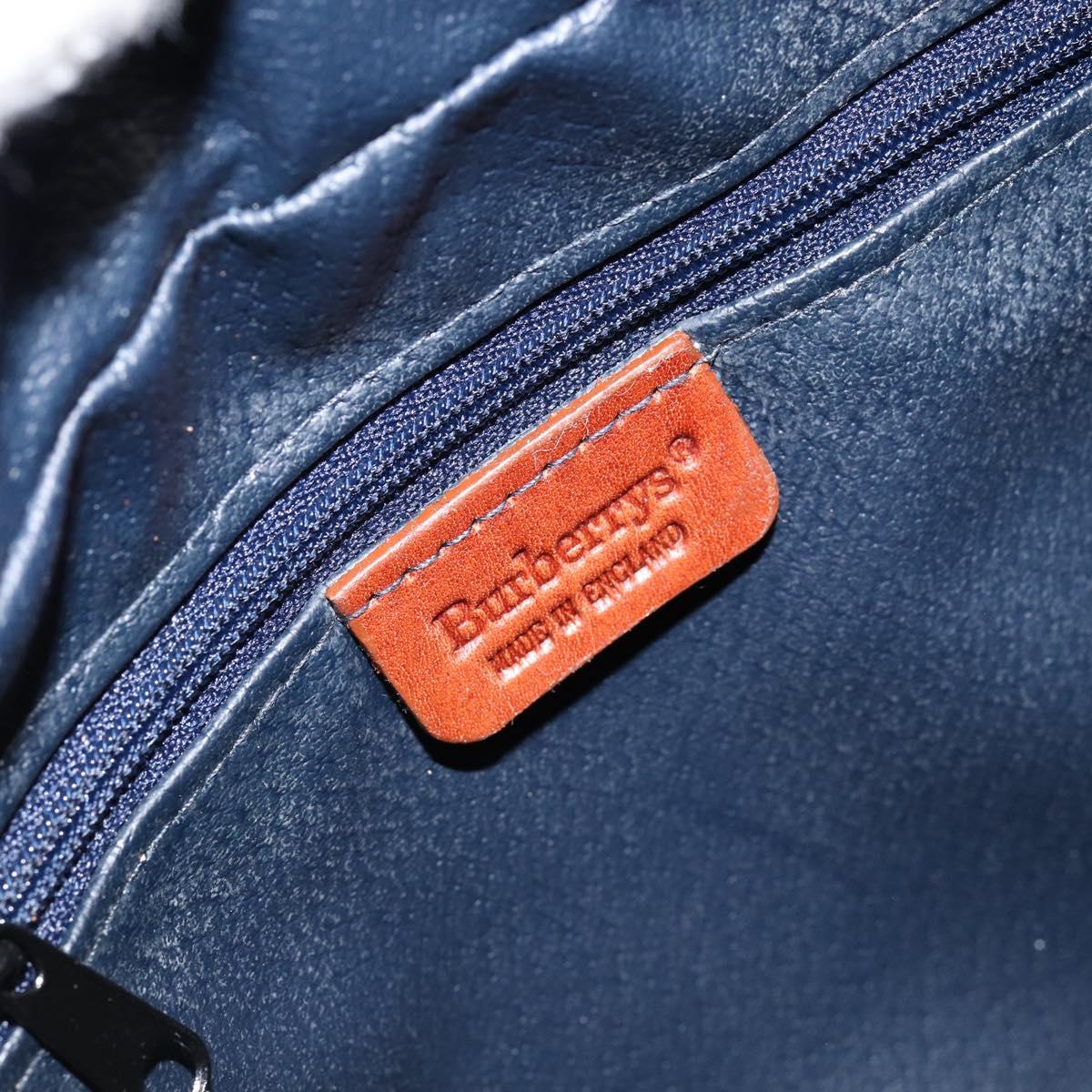 Burberrys Shoulder Bag Leather PVC Navy Gold Auth 154415