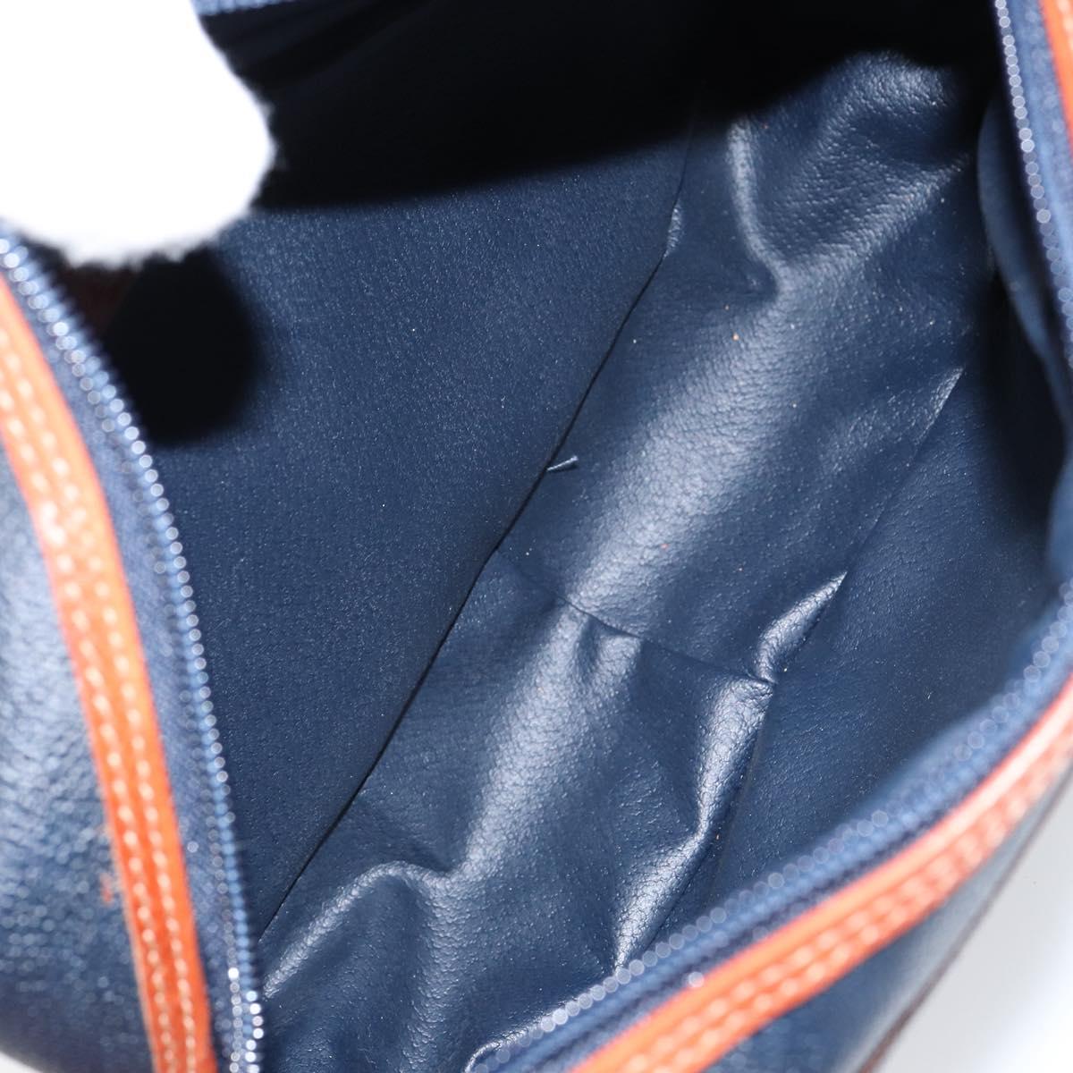 Burberrys Shoulder Bag Leather PVC Navy Gold Auth 154415