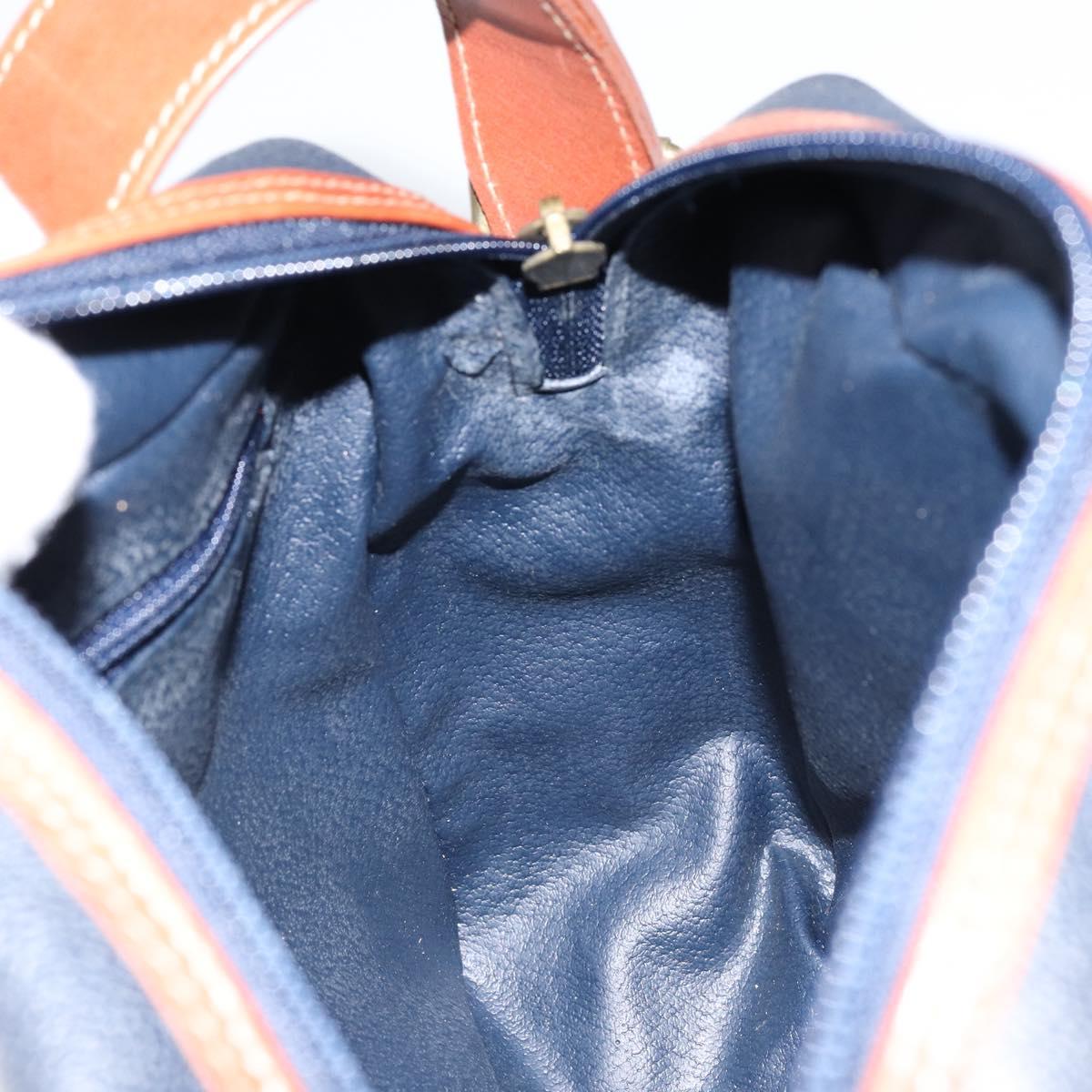 Burberrys Shoulder Bag Leather PVC Navy Gold Auth 154415