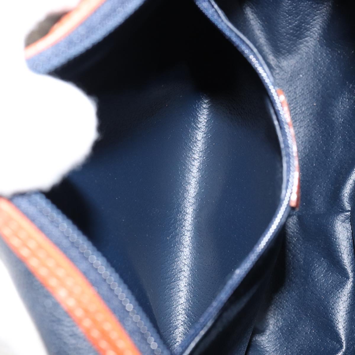 Burberrys Shoulder Bag Leather PVC Navy Gold Auth 154415