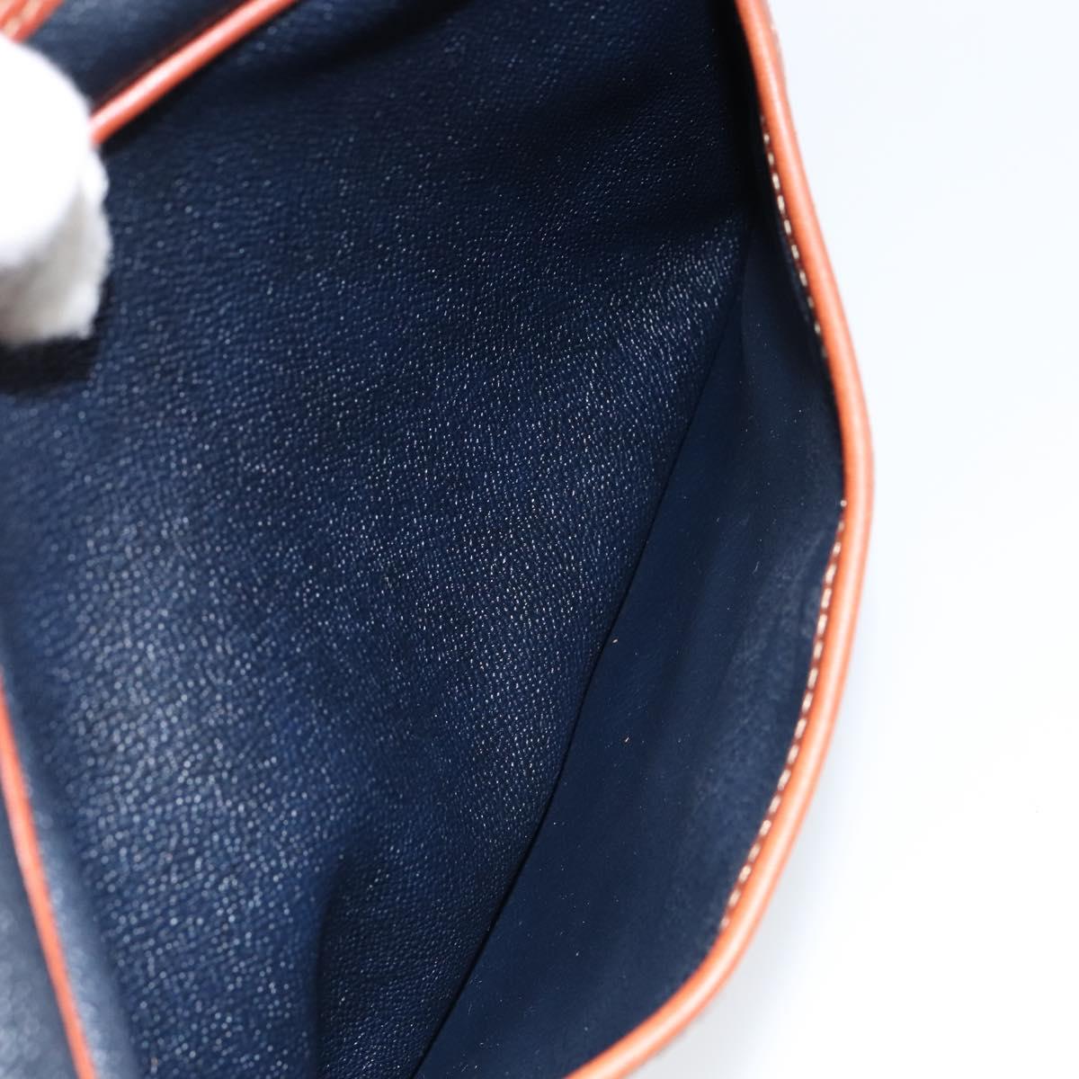 Burberrys Shoulder Bag Leather PVC Navy Gold Auth 154415