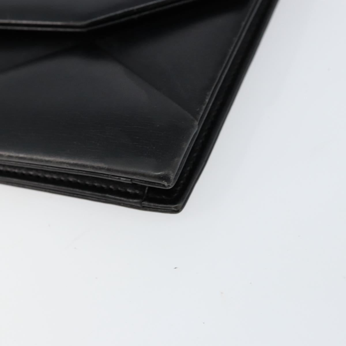 Christian Dior Shoulder Bag Leather Black gold Auth 154416