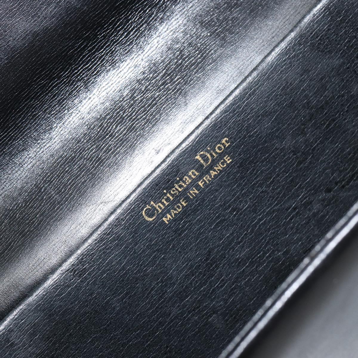 Christian Dior Shoulder Bag Leather Black gold Auth 154416