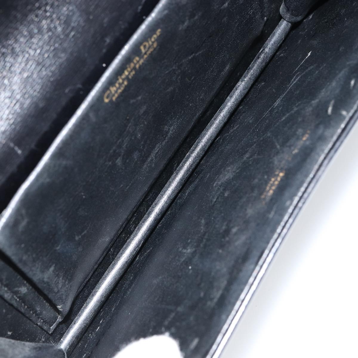 Christian Dior Shoulder Bag Leather Black gold Auth 154416