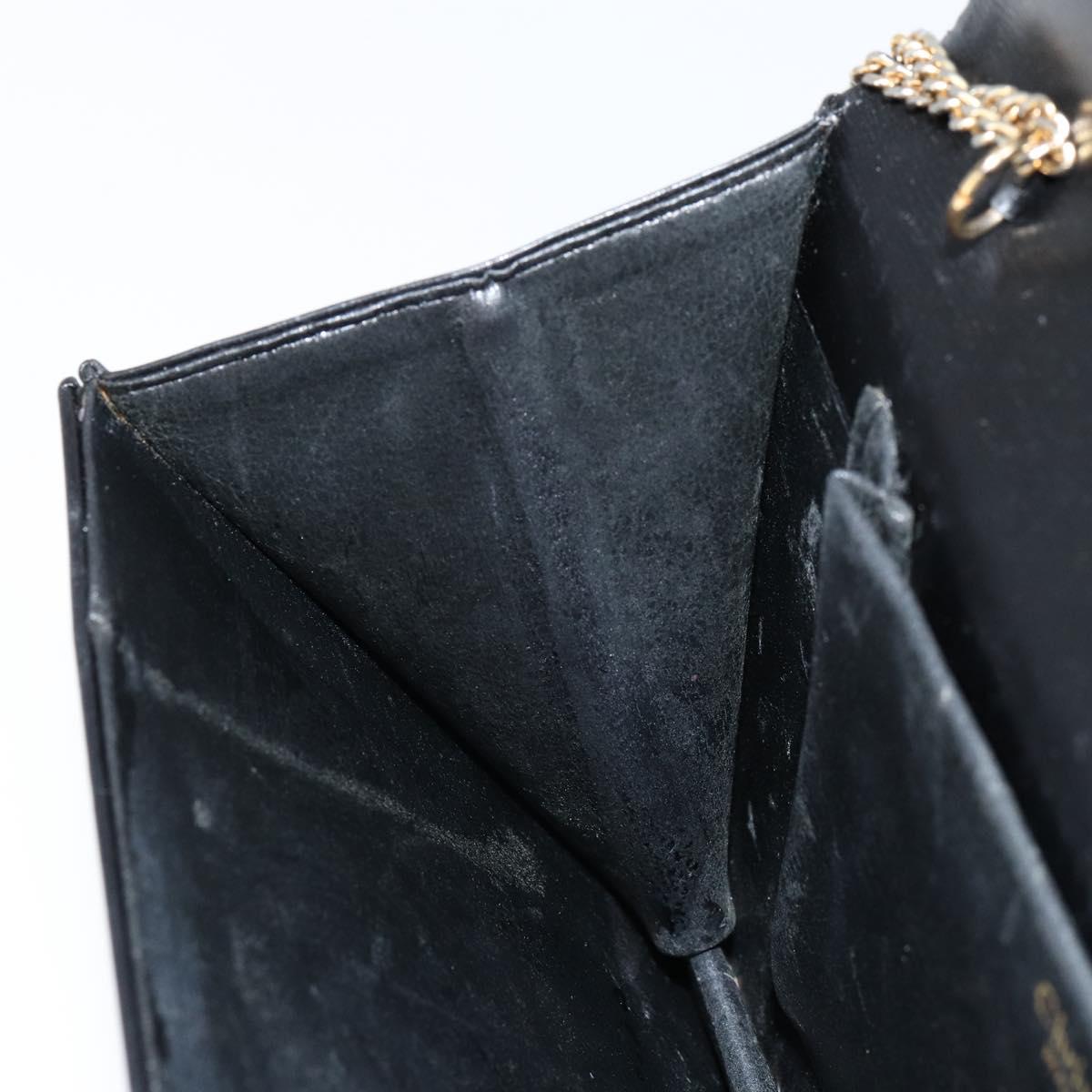Christian Dior Shoulder Bag Leather Black gold Auth 154416