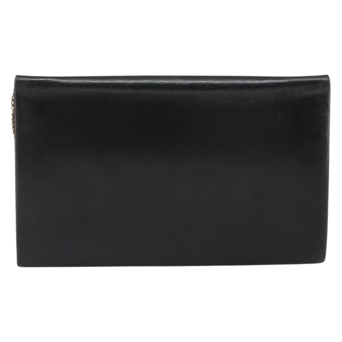 Christian Dior Shoulder Bag Leather Black gold Auth 154416