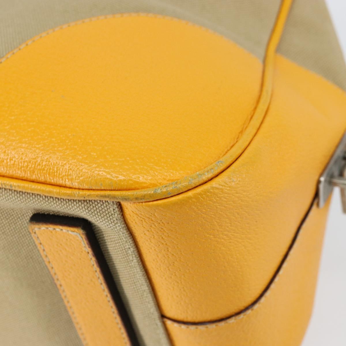 PRADA Hand Bag Canvas Beige Gold Auth 154417