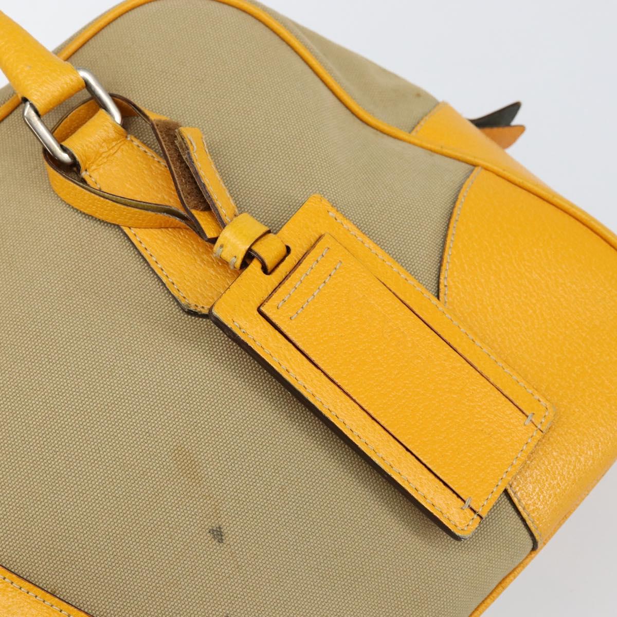 PRADA Hand Bag Canvas Beige Gold Auth 154417
