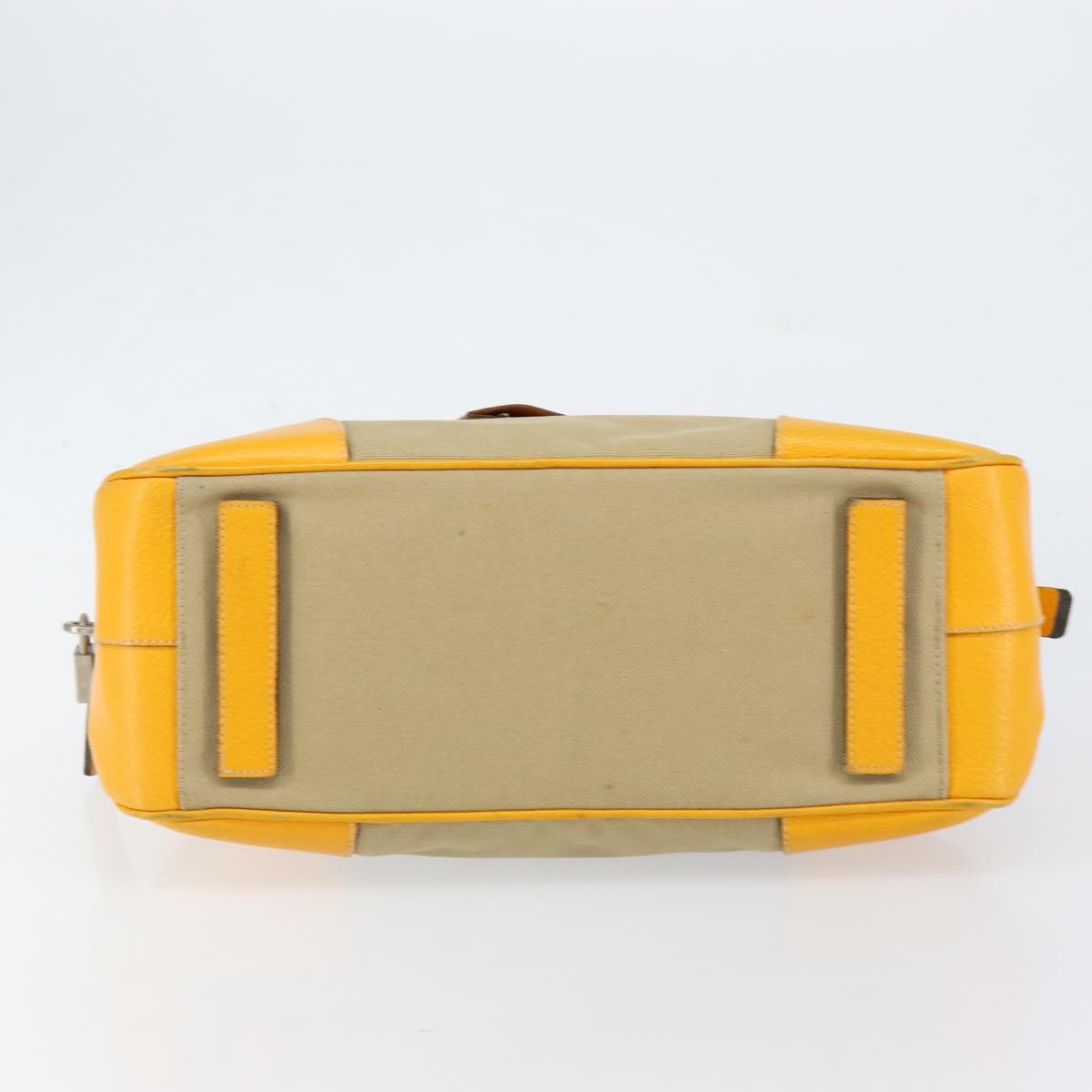 PRADA Hand Bag Canvas Beige Gold Auth 154417