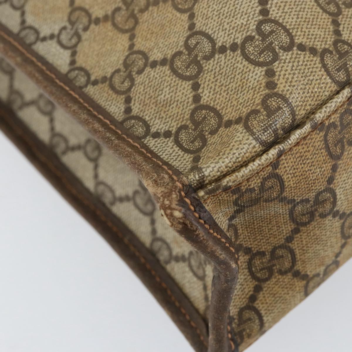 GUCCI GG Supreme Web Sherry Line Tote Bag PVC Beige Gold 010 378 Auth 154418