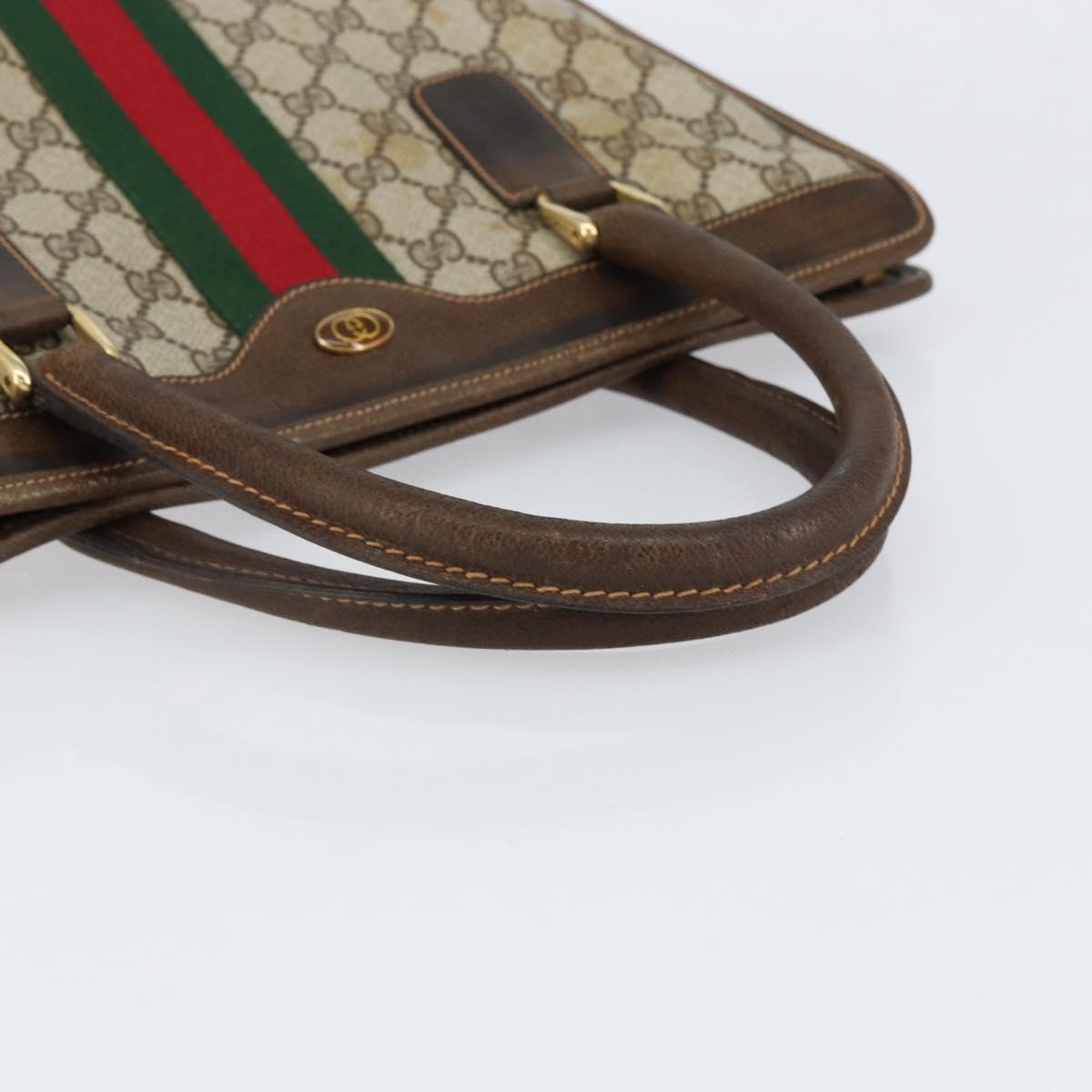 GUCCI GG Supreme Web Sherry Line Tote Bag PVC Beige Gold 010 378 Auth 154418