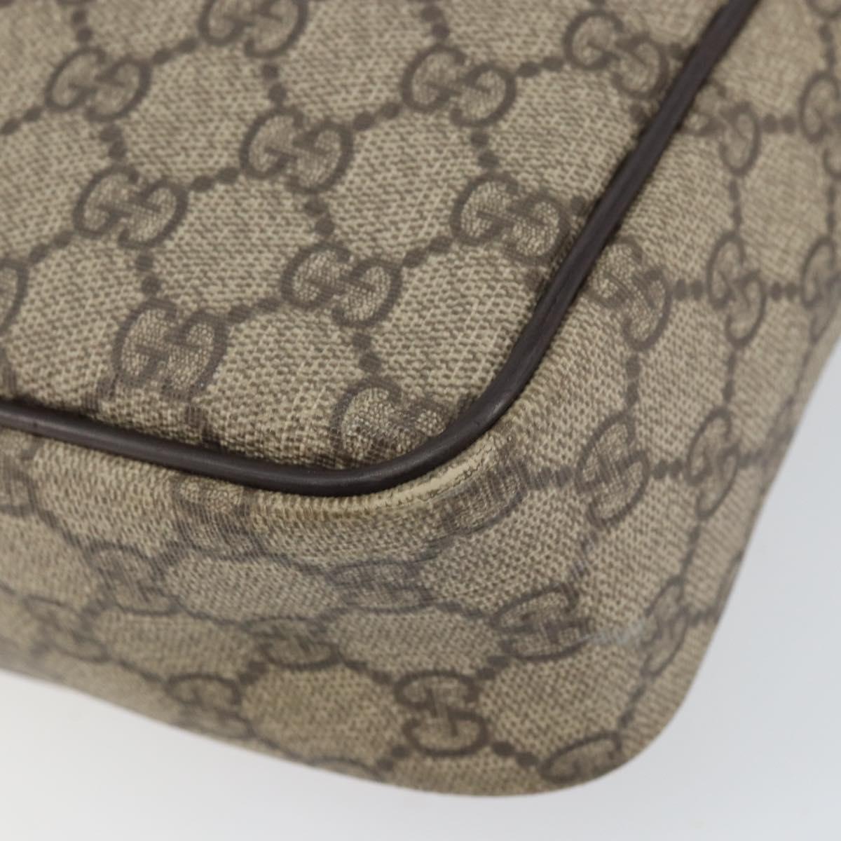 GUCCI GG Supreme Shoulder Bag PVC Beige Gold 201448 Auth 154420