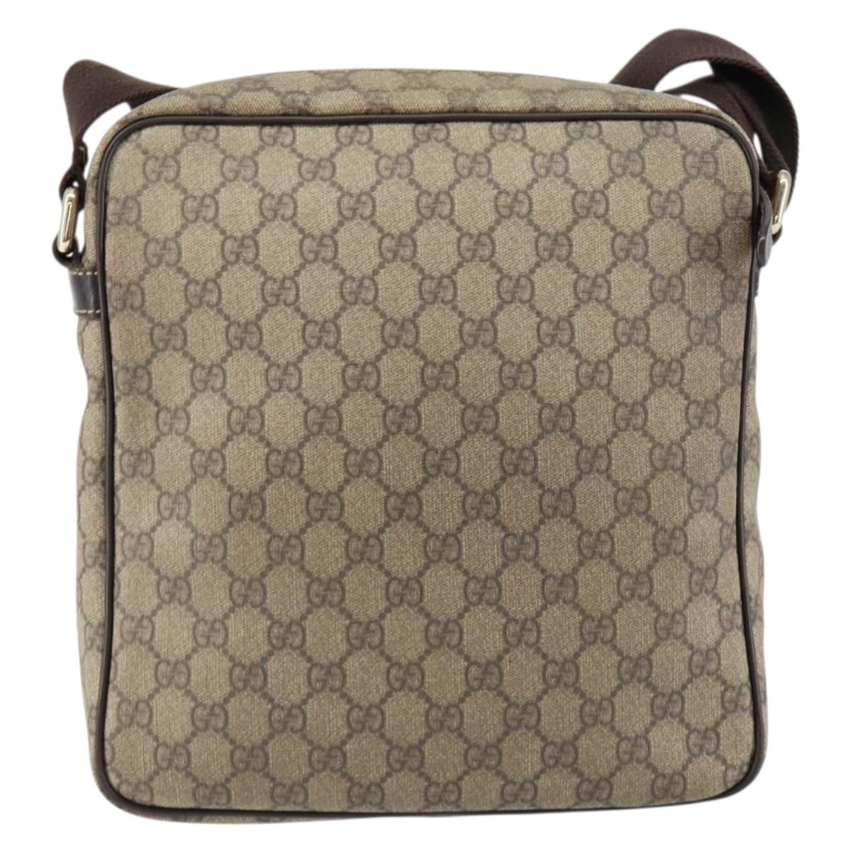 GUCCI GG Supreme Shoulder Bag PVC Beige Gold 201448 Auth 154420