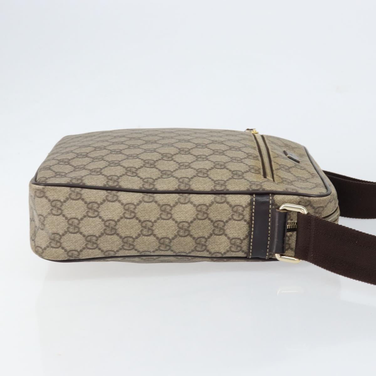 GUCCI GG Supreme Shoulder Bag PVC Beige Gold 201448 Auth 154420