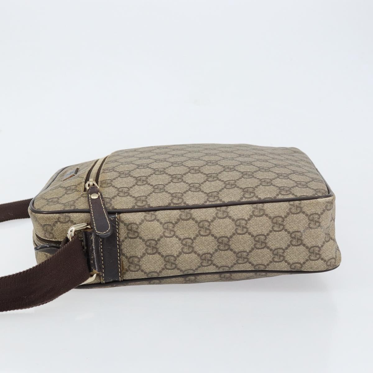 GUCCI GG Supreme Shoulder Bag PVC Beige Gold 201448 Auth 154420