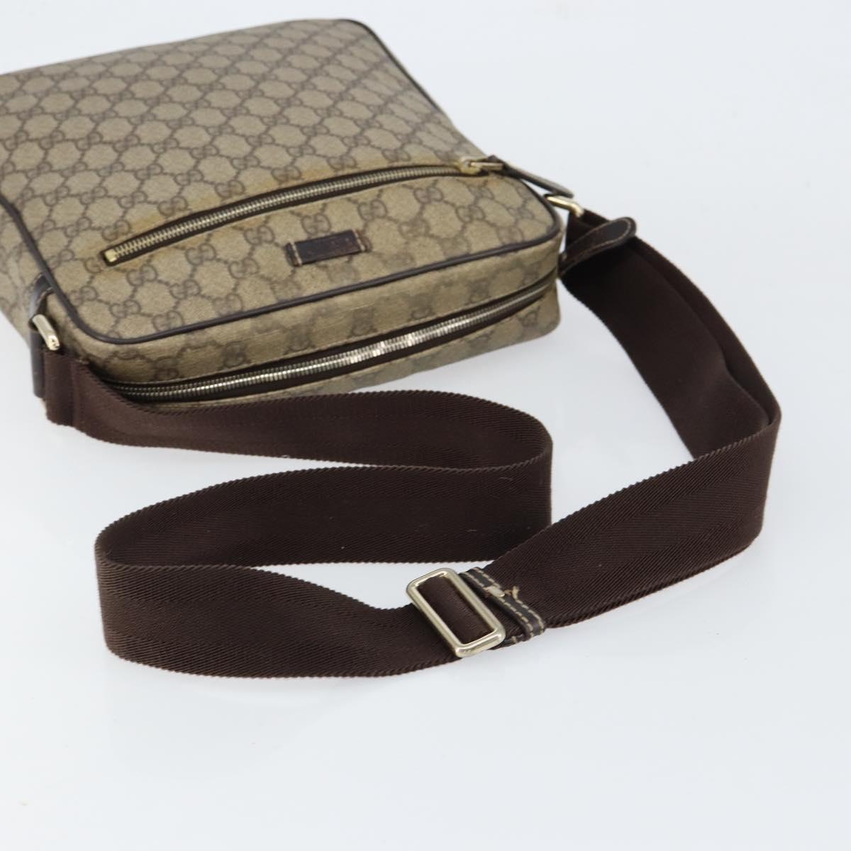 GUCCI GG Supreme Shoulder Bag PVC Beige Gold 201448 Auth 154420