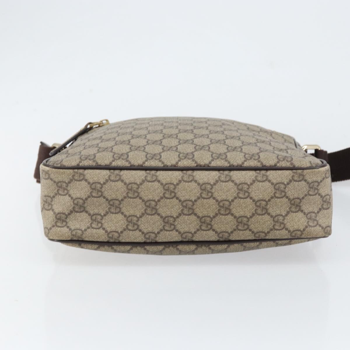 GUCCI GG Supreme Shoulder Bag PVC Beige Gold 201448 Auth 154420