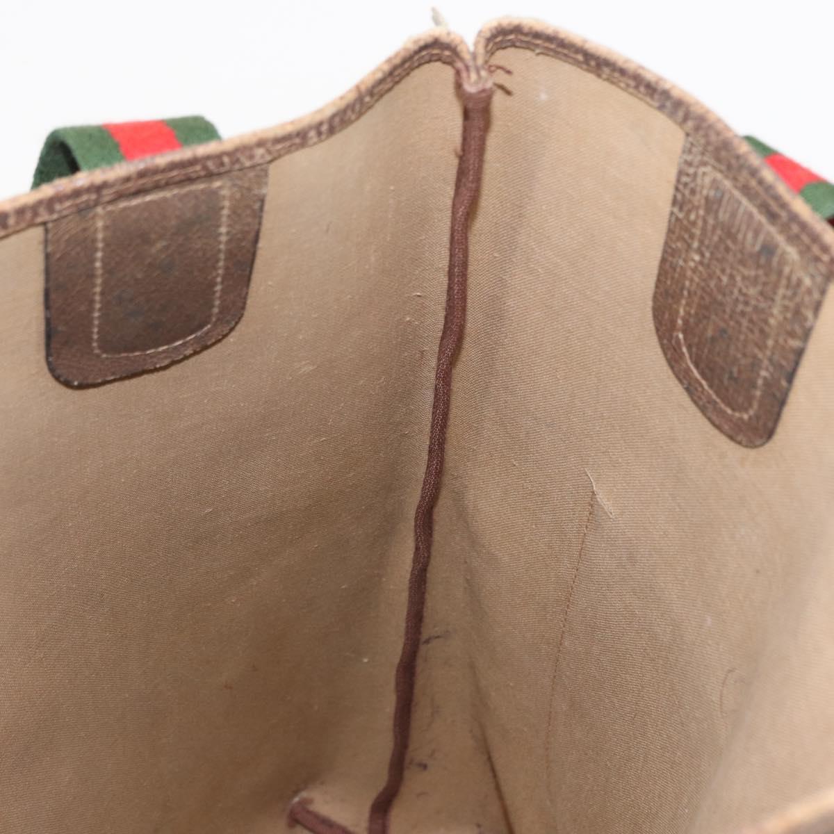 GUCCI GG Supreme Web Sherry Line Tote Bag PVC Beige 41 004 4465 Auth 154422