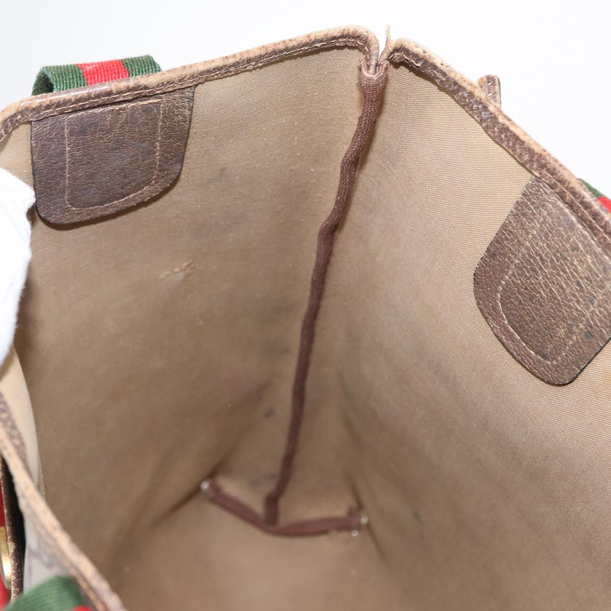 GUCCI GG Supreme Web Sherry Line Tote Bag PVC Beige 41 004 4465 Auth 154422