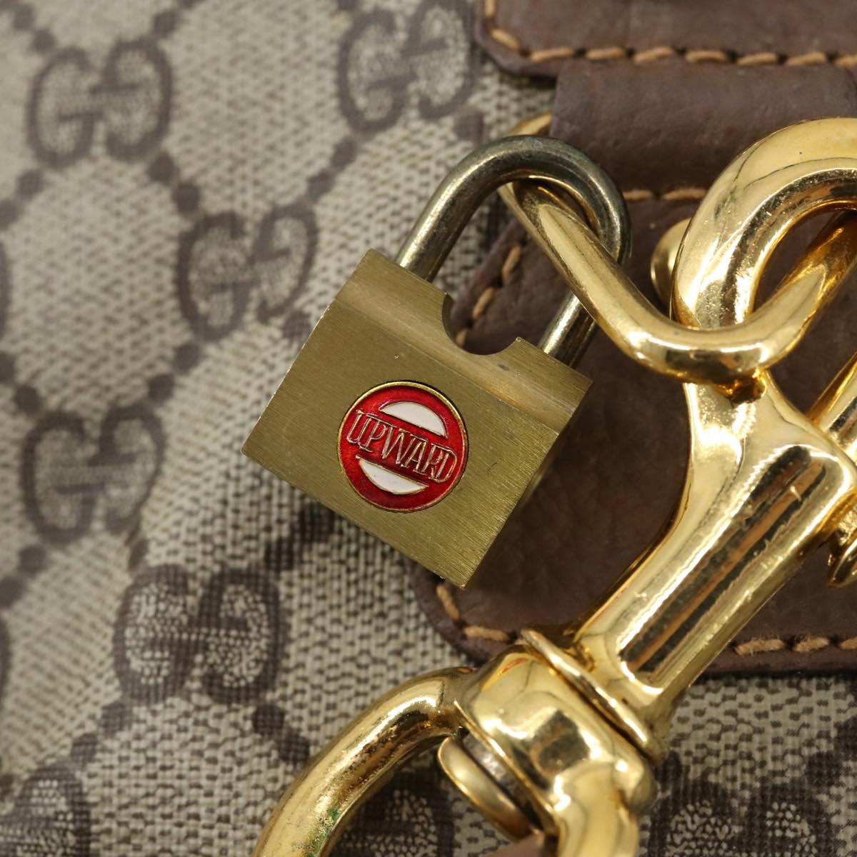 GUCCI GG Supreme Boston Bag PVC Leather 2way Beige Gold 012 14 6081 Auth 154424