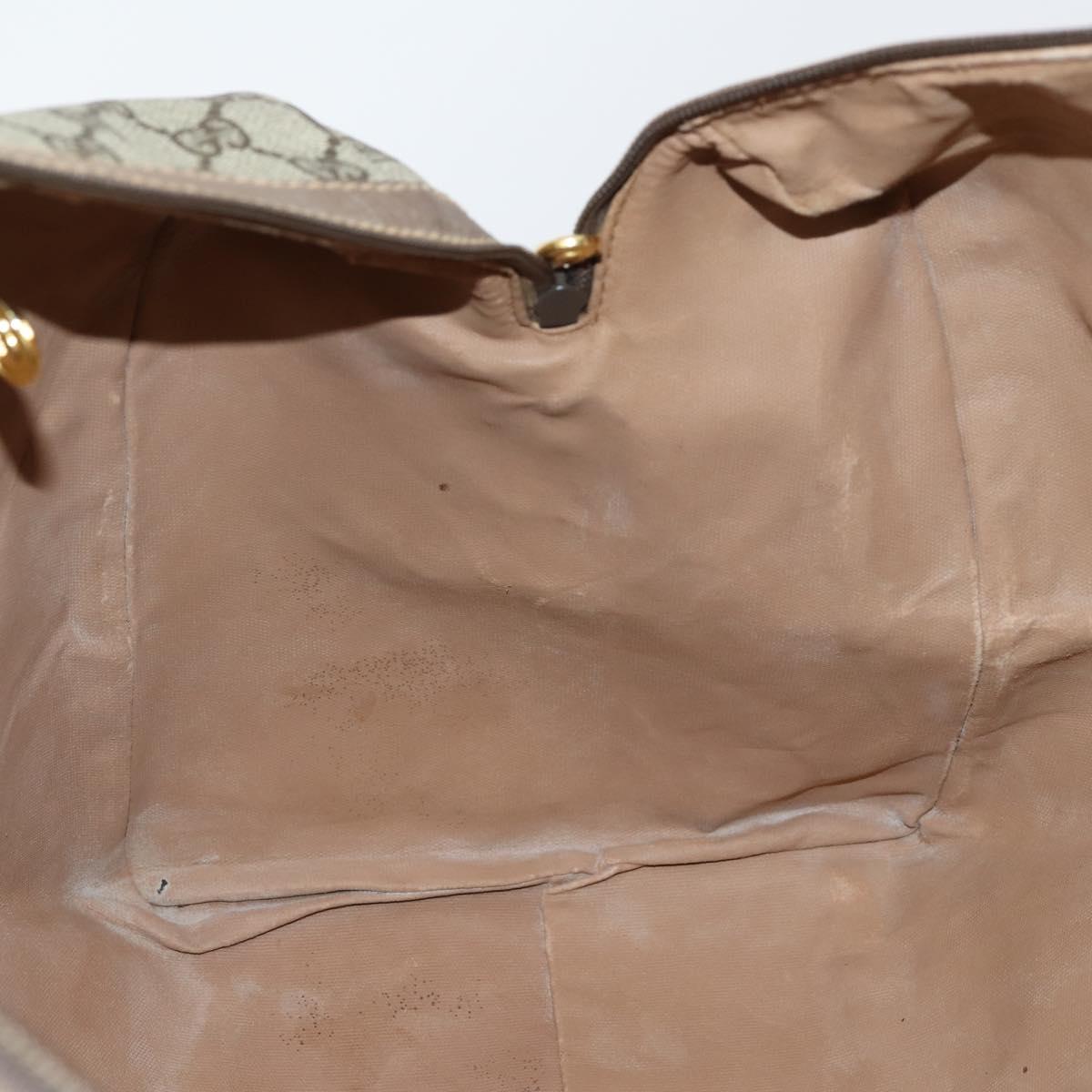 GUCCI GG Supreme Boston Bag PVC Leather 2way Beige Gold 012 14 6081 Auth 154424