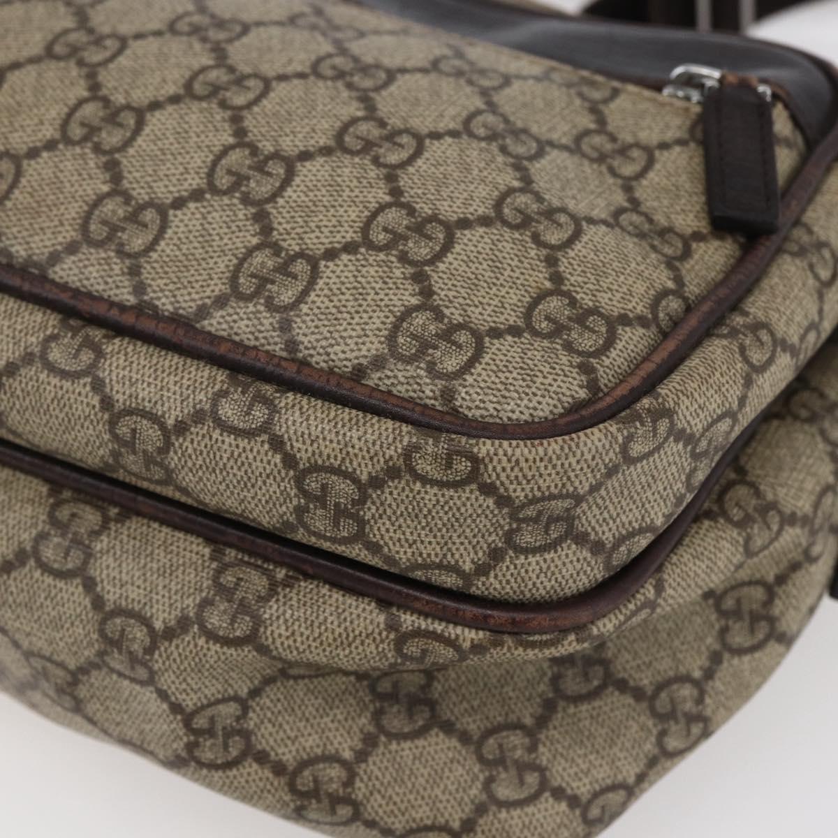 GUCCI GG Supreme Shoulder Bag PVC Leather Beige Silver 114531 Auth 154426