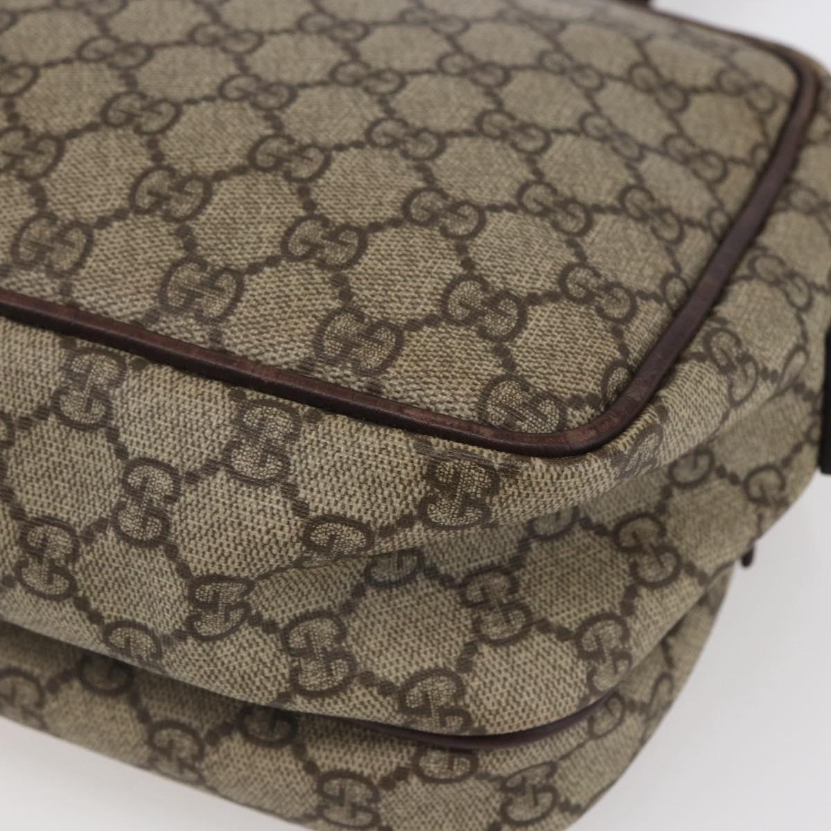 GUCCI GG Supreme Shoulder Bag PVC Leather Beige Silver 114531 Auth 154426