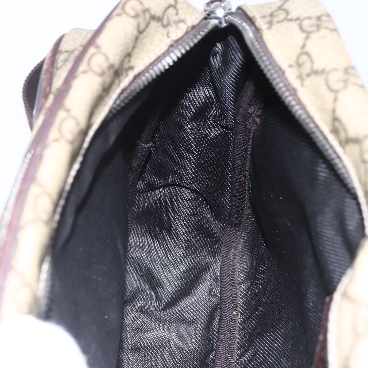 GUCCI GG Supreme Shoulder Bag PVC Leather Beige Silver 114531 Auth 154426