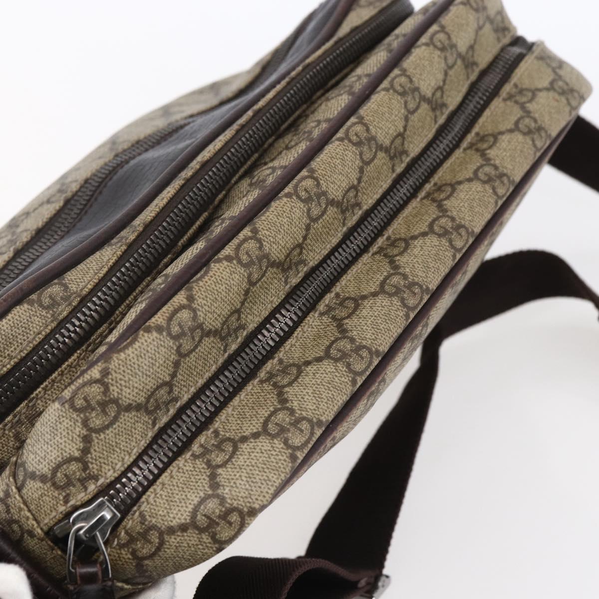 GUCCI GG Supreme Shoulder Bag PVC Leather Beige Silver 114531 Auth 154426