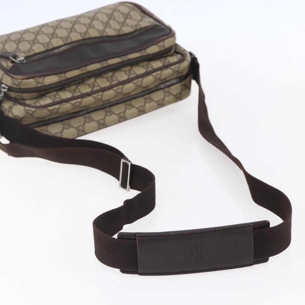 GUCCI GG Supreme Shoulder Bag PVC Leather Beige Silver 114531 Auth 154426