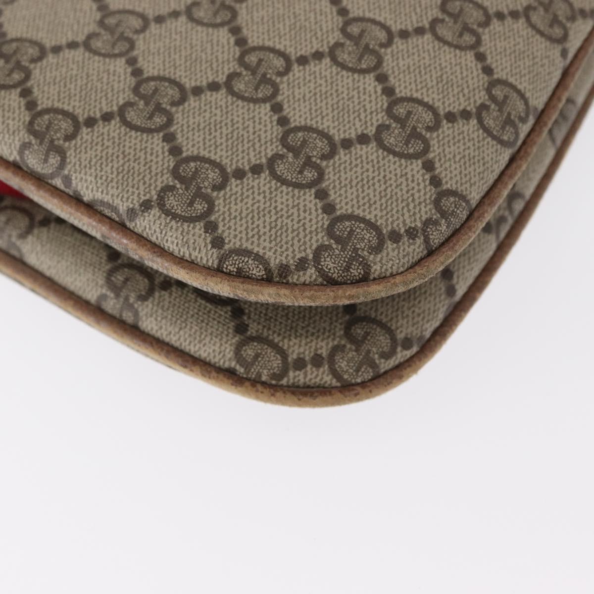 GUCCI GG Supreme Web Sherry Line Bag PVC Beige Gold 904 02 043 Auth 154427