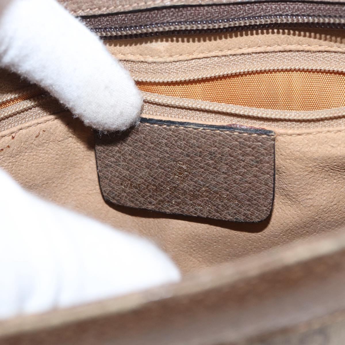 GUCCI GG Supreme Web Sherry Line Bag PVC Beige Gold 904 02 043 Auth 154427