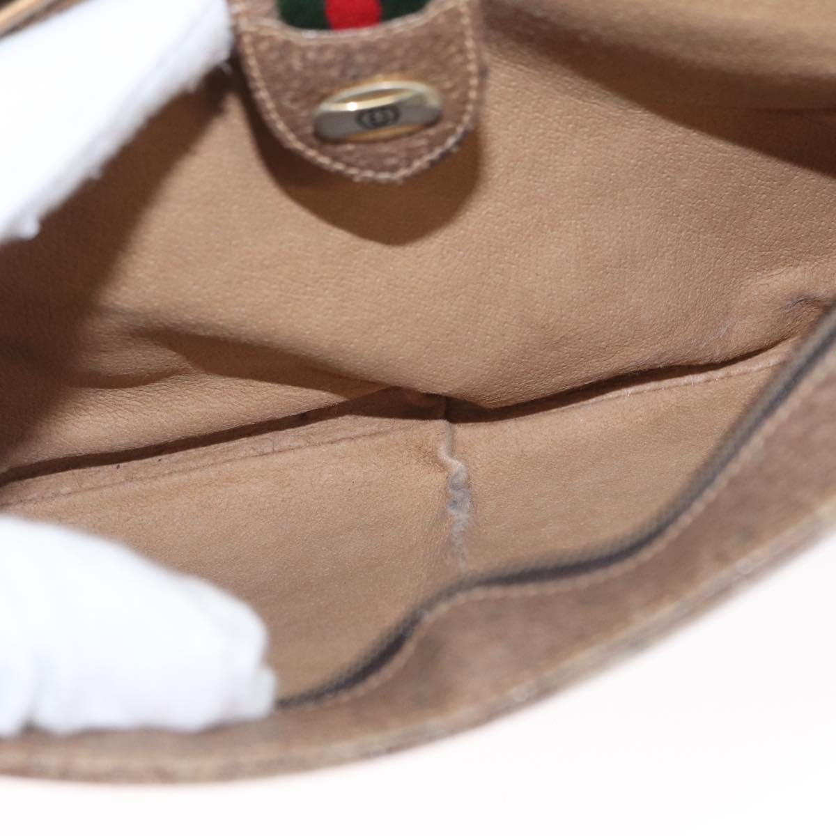 GUCCI GG Supreme Web Sherry Line Bag PVC Beige Gold 904 02 043 Auth 154427