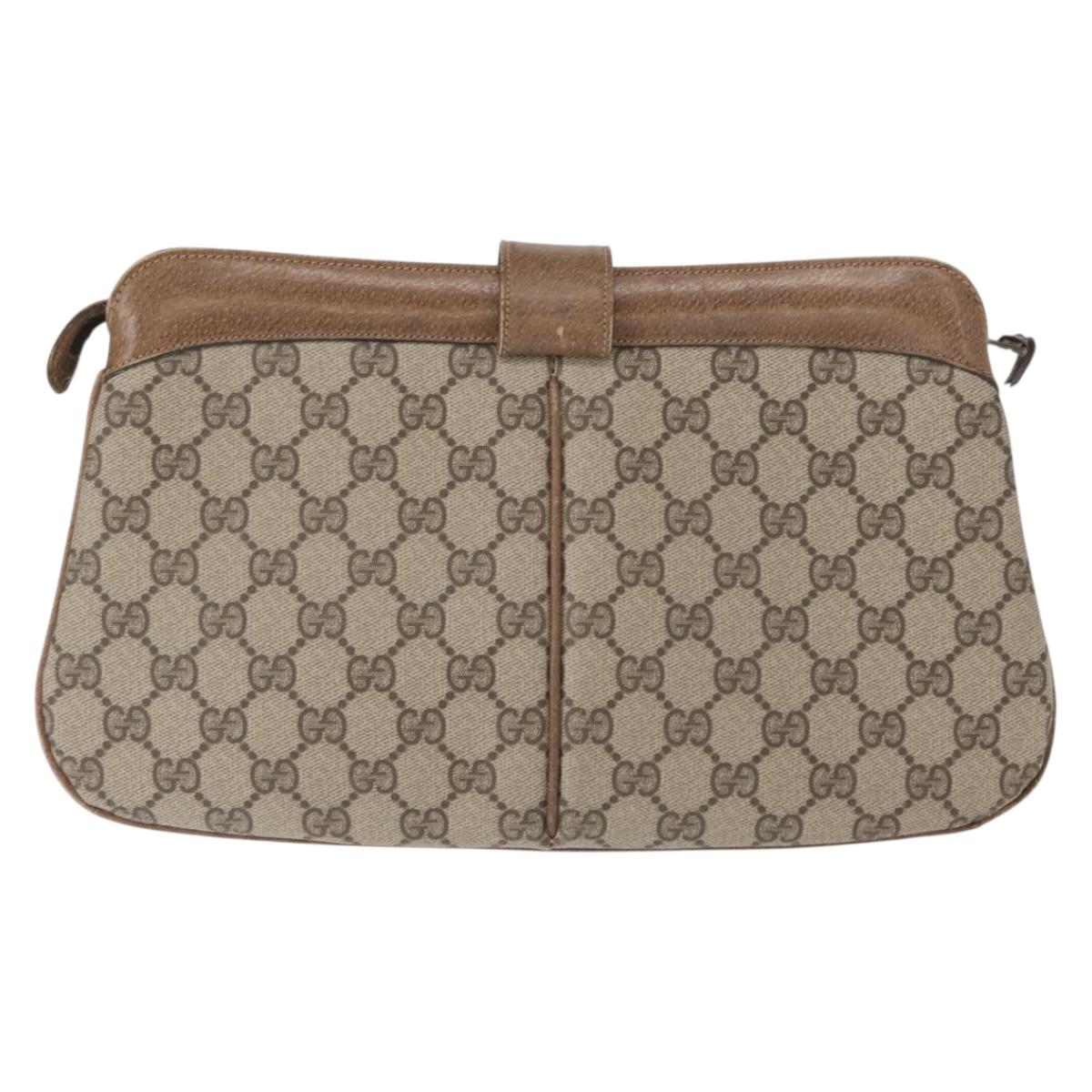 GUCCI GG Supreme Web Sherry Line Bag PVC Beige Gold 904 02 043 Auth 154427