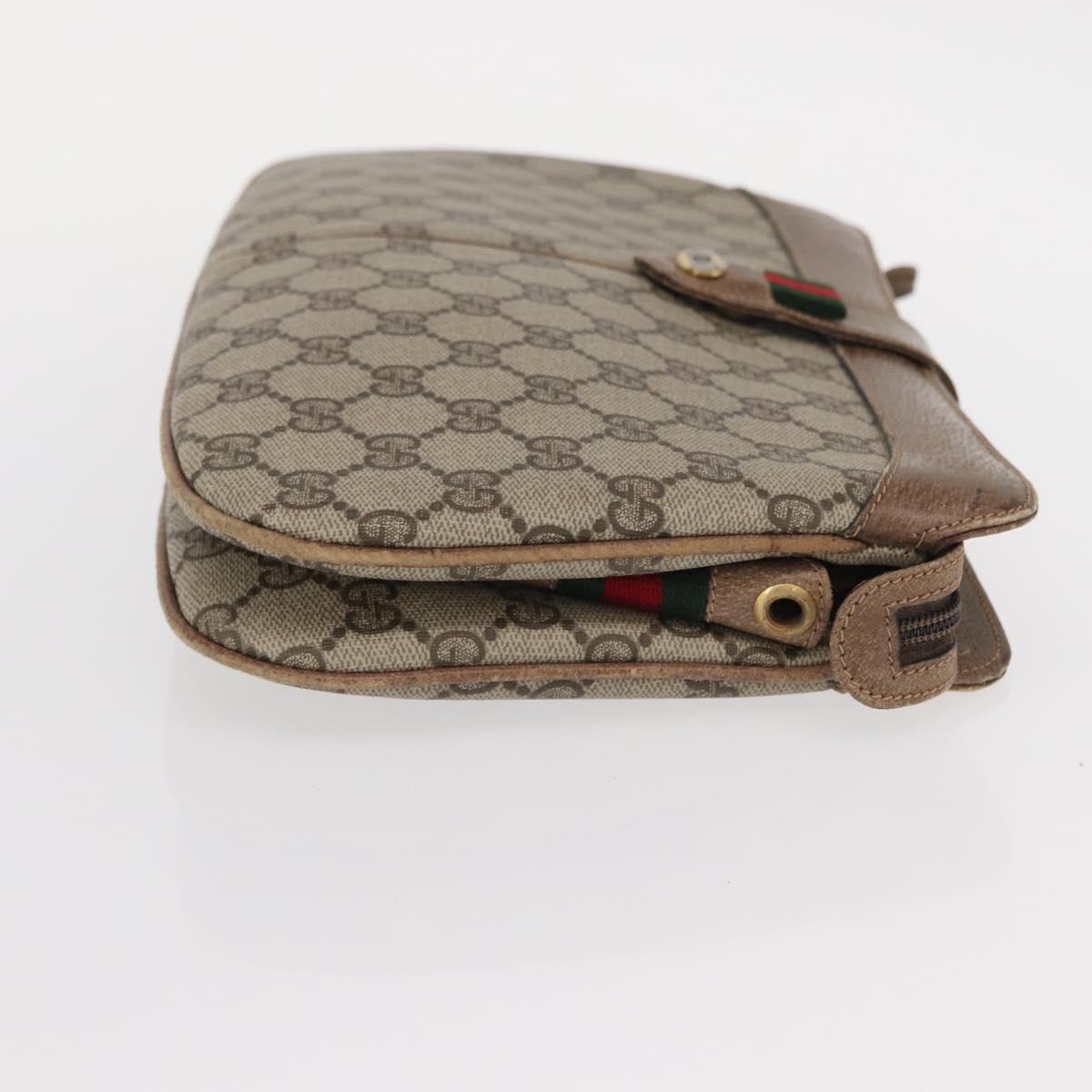 GUCCI GG Supreme Web Sherry Line Bag PVC Beige Gold 904 02 043 Auth 154427