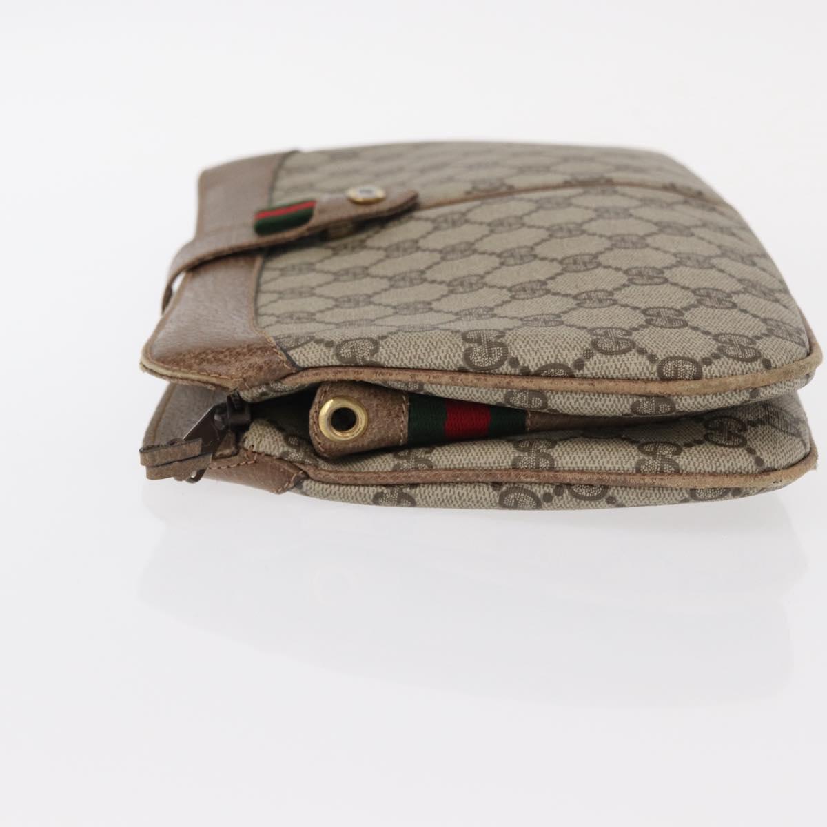 GUCCI GG Supreme Web Sherry Line Bag PVC Beige Gold 904 02 043 Auth 154427