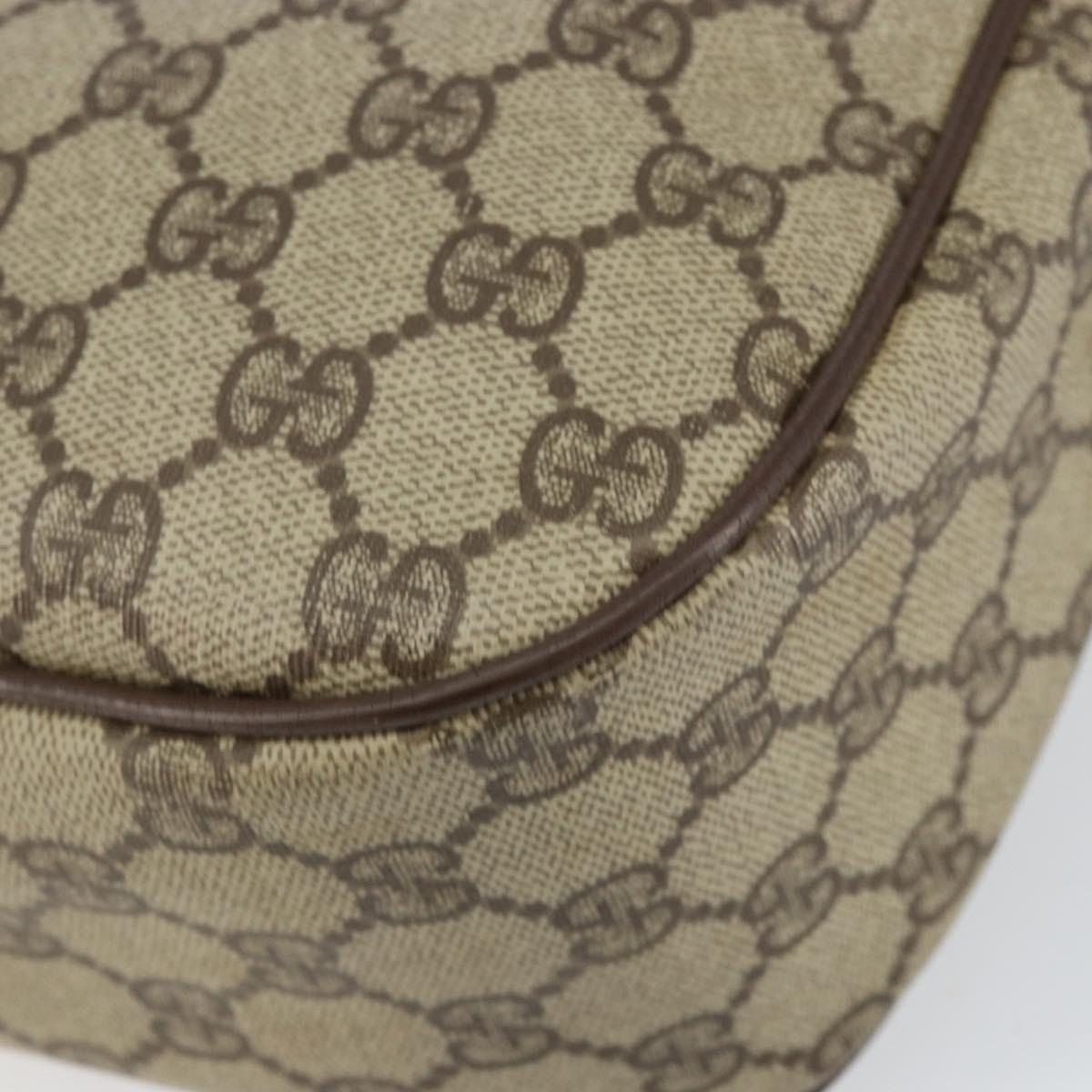 GUCCI GG Supreme Web Sherry Line Bag PVC Beige Gold 89 02 077 Auth 154428