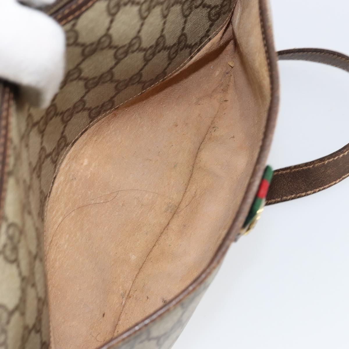 GUCCI GG Supreme Web Sherry Line Bag PVC Beige Gold 89 02 077 Auth 154428