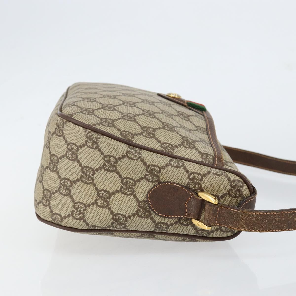 GUCCI GG Supreme Web Sherry Line Bag PVC Beige Gold 89 02 077 Auth 154428