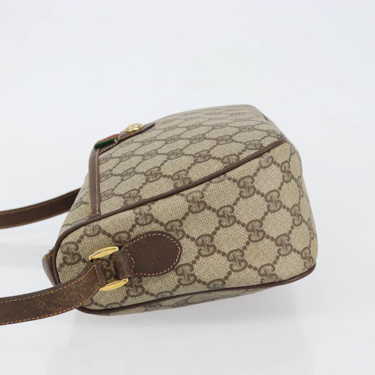 GUCCI GG Supreme Web Sherry Line Bag PVC Beige Gold 89 02 077 Auth 154428